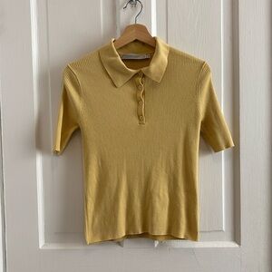 SIMONS | Ribbed polo short-sleeve top